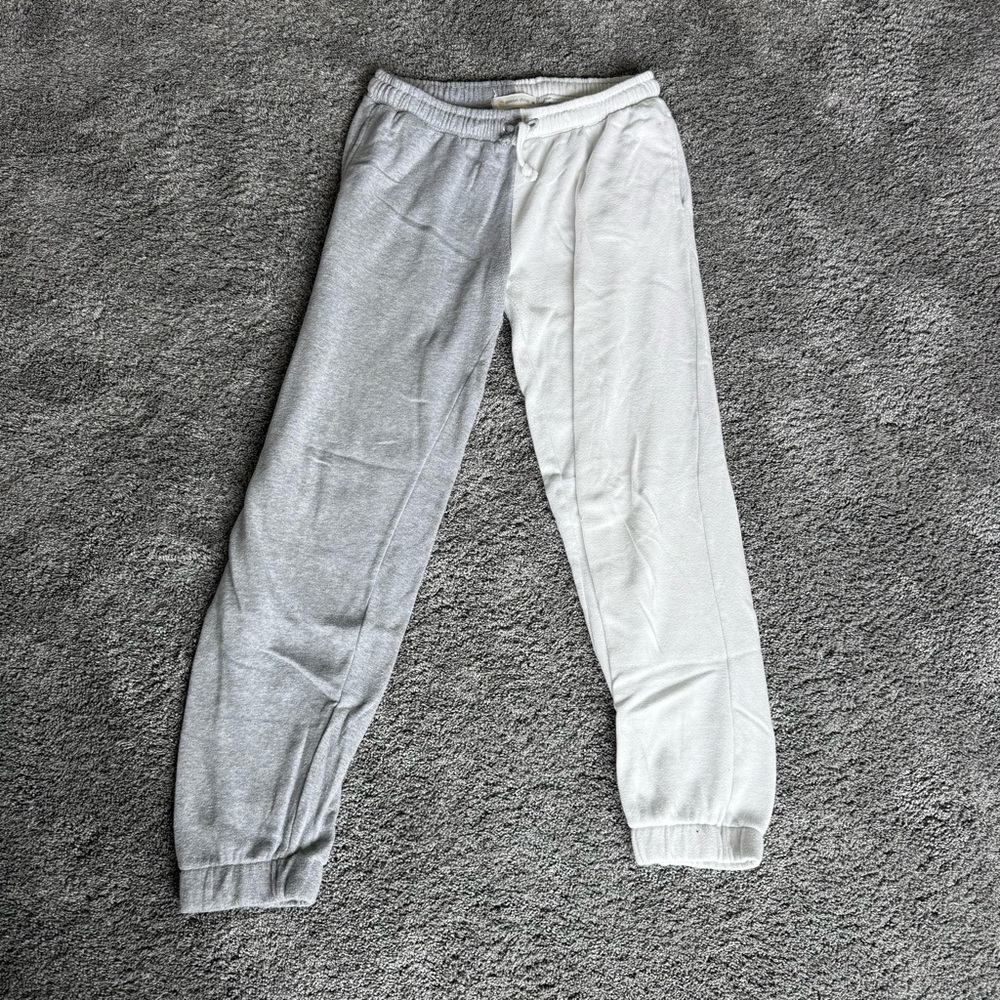 Two-Tone Gray and White Joggers